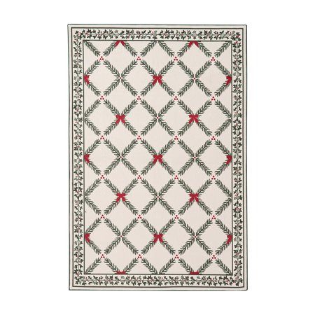 My Texas House Red Bow Floral Faux Fur Rug from Walmart