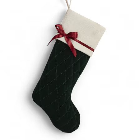 Green Quilted Stocking with Bow from Walmart