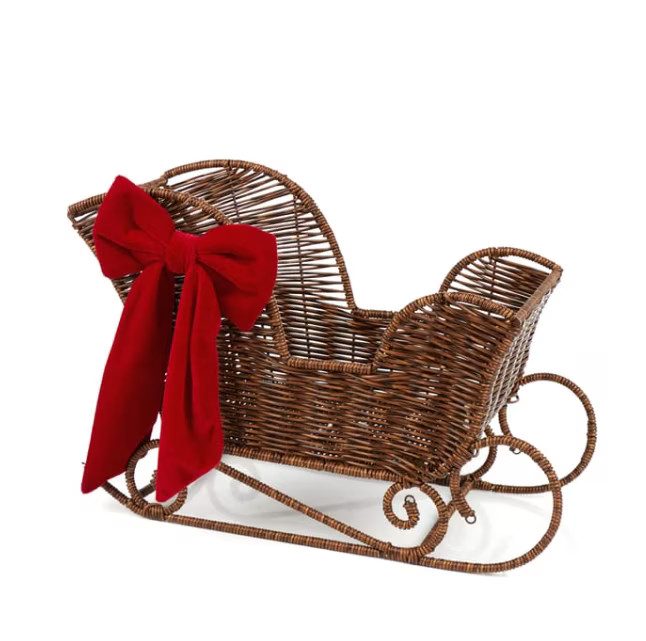 Rattan Christmas Sleigh with Red Bow from Walmart