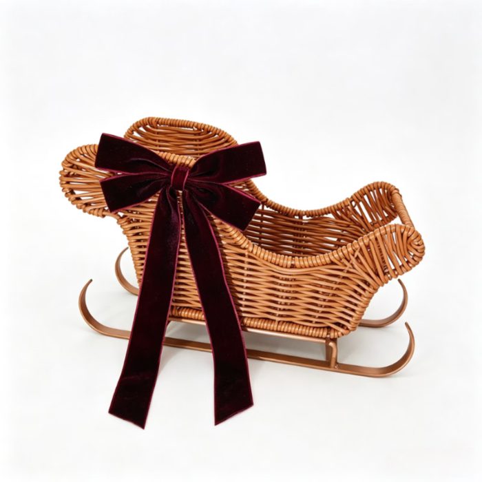 Rattan Sleigh Basket with Velvet Bow from Walmart