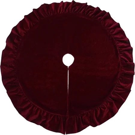 Red Velvet Ruffled Tree Skirt from Walmart