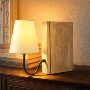 Wooden Bookshelf Lamp, a cozy gift for homebodies from the Home with Em gift guide